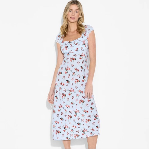 wild fable Dresses & Skirts - Wild Fable Blue Floral Midi Coquette Demure Dress Size M